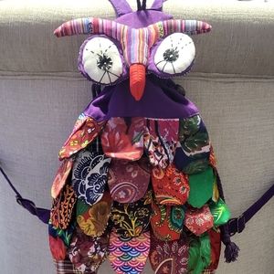 Patchwork Owl Drawstring Backpack